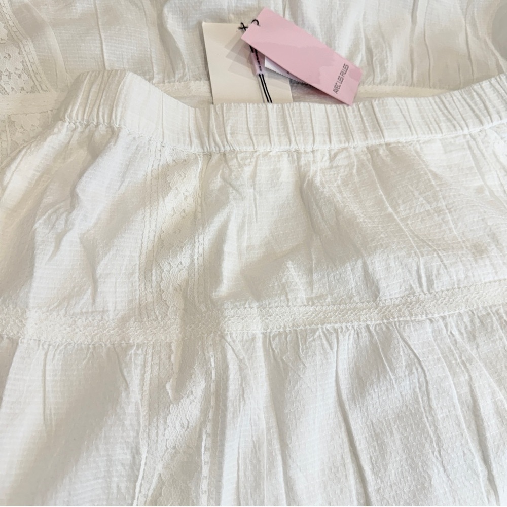 🆕 Avec Les Filles White 🤍Tiered Lace Maxi Skirt L 💖Boho Luxe Cottage 💝NWT - Picture 12 of 16